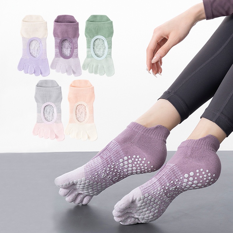 Jump Rope - Damesyoga-sokken met vijf tenen, antislip, korte