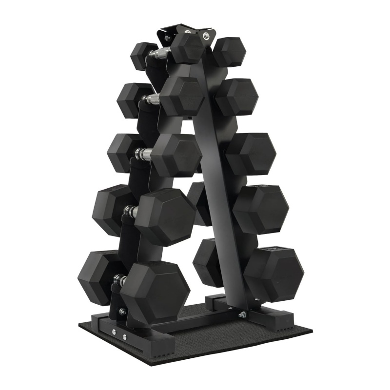 Dumbbell Set - Homegym oefeningen krachttraining rubber beklede hex