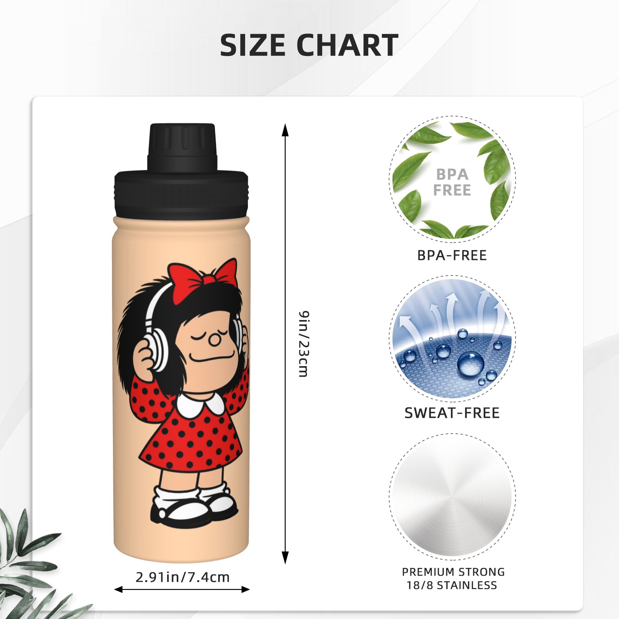 Cartoon M-Mafaldas 18OZ Sport  - Sports Water Bottle Insulated recensie en prijs