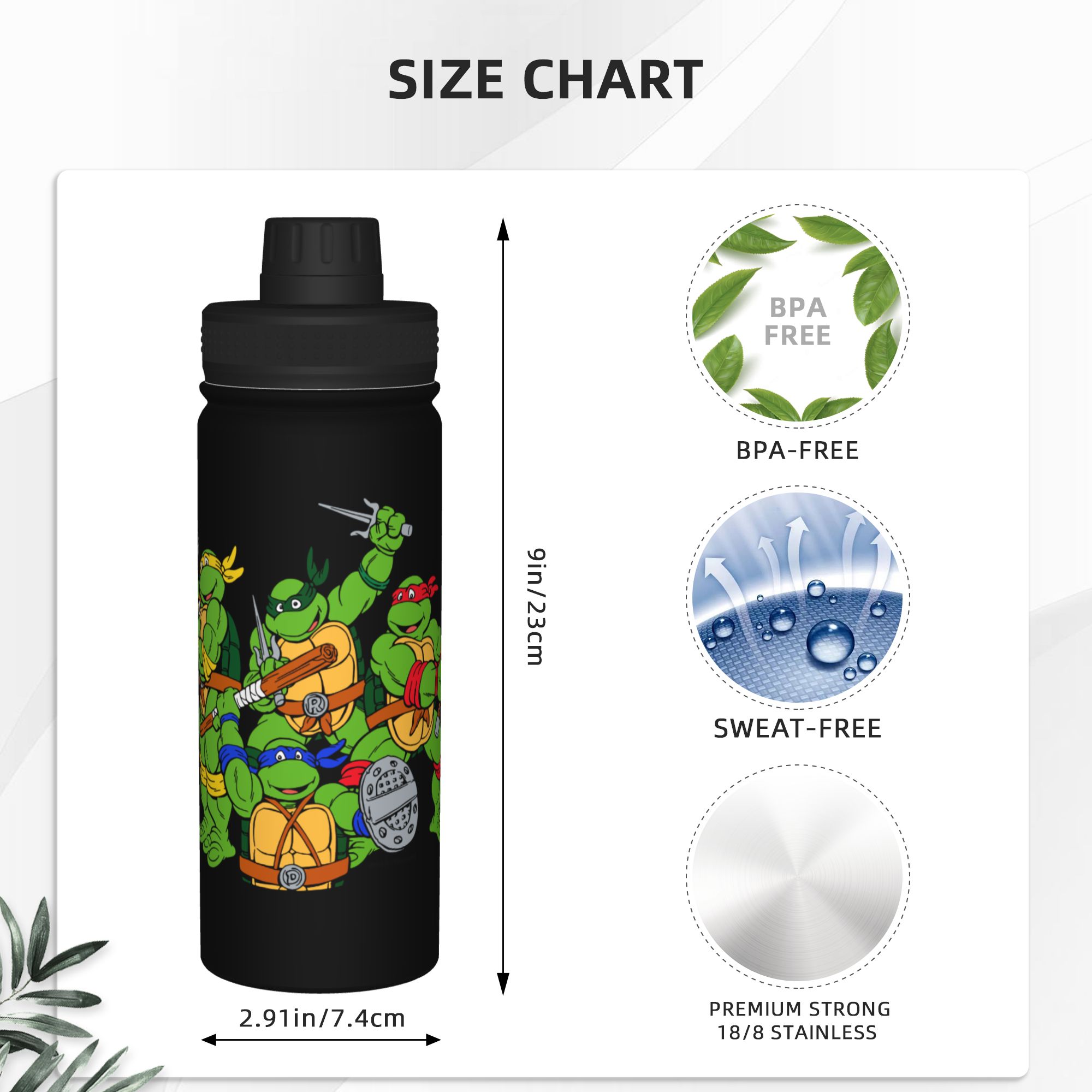 Cartoon Ninja T-Turtles 18OZ G - Sports Water Bottle Insulated recensie en prijs